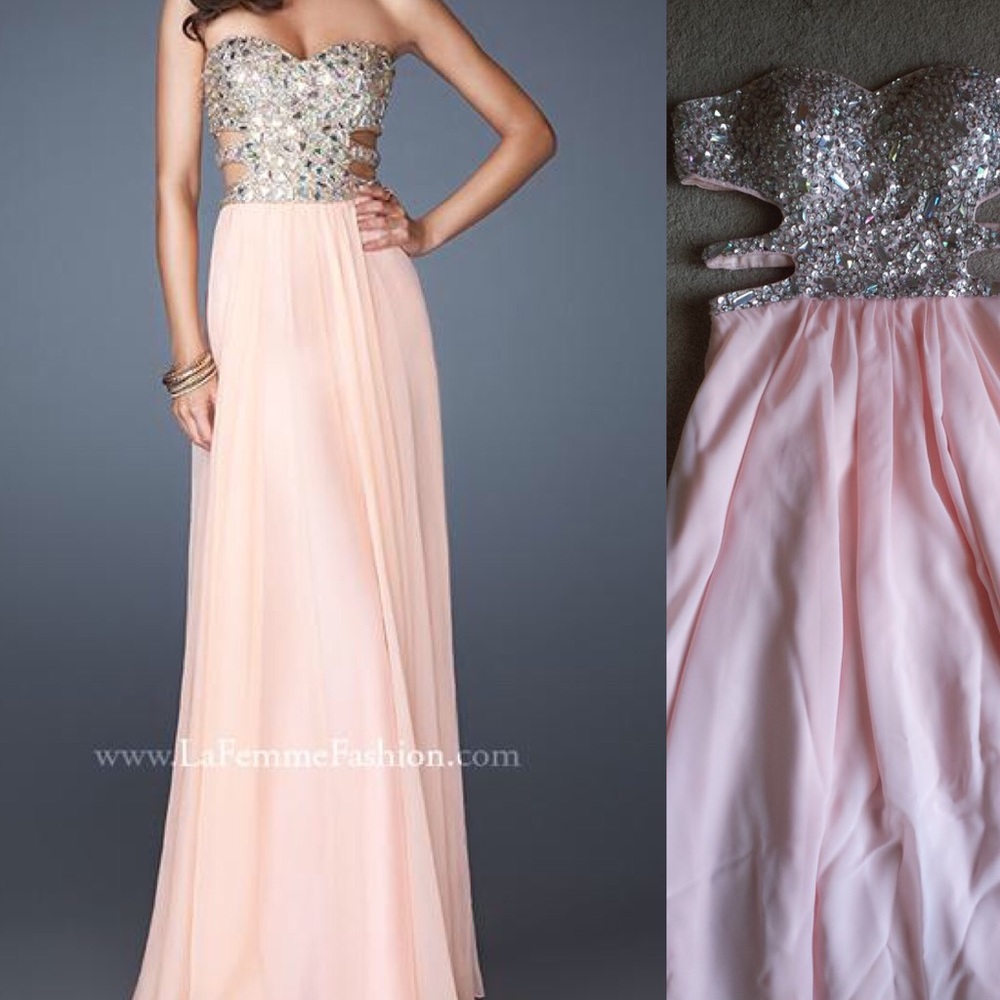 La Femme Sequin/Rhinestone cut out prom dress - Picture 2 of 7